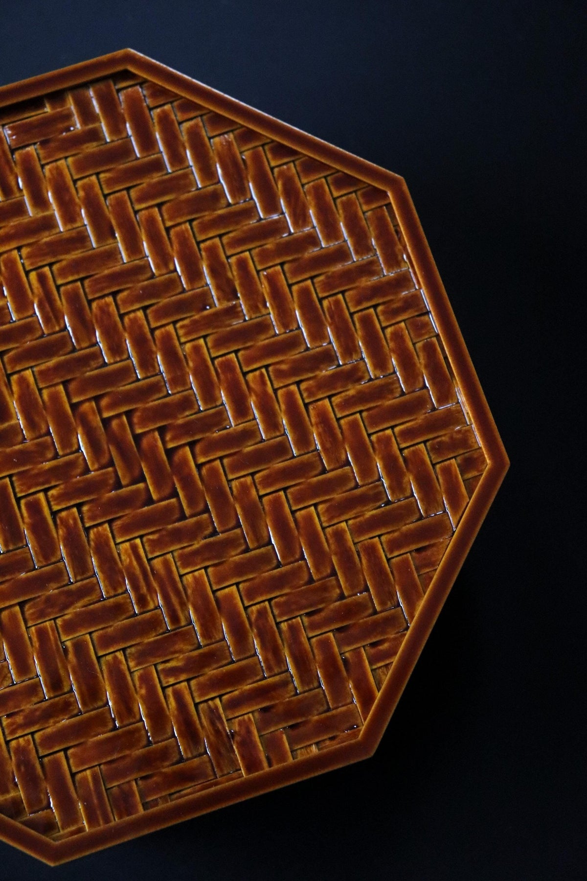 Vintage Hida Shunkei Ajiro Yae Lidded Box, Takayama Japanese Lacquerware, Octagonal Woven Craft