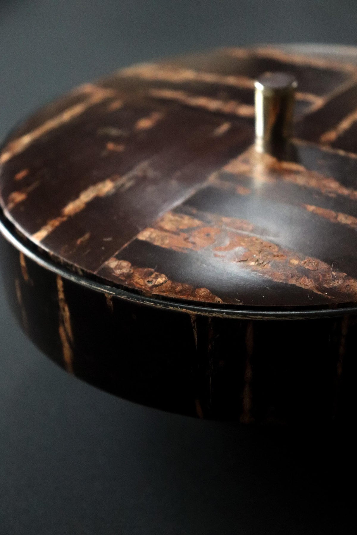 Vintage Japanese Kabazaiku Lidded Sweet Box, Akita Cherry Bark Craft, Geometric Kashi-ki 18.5cm