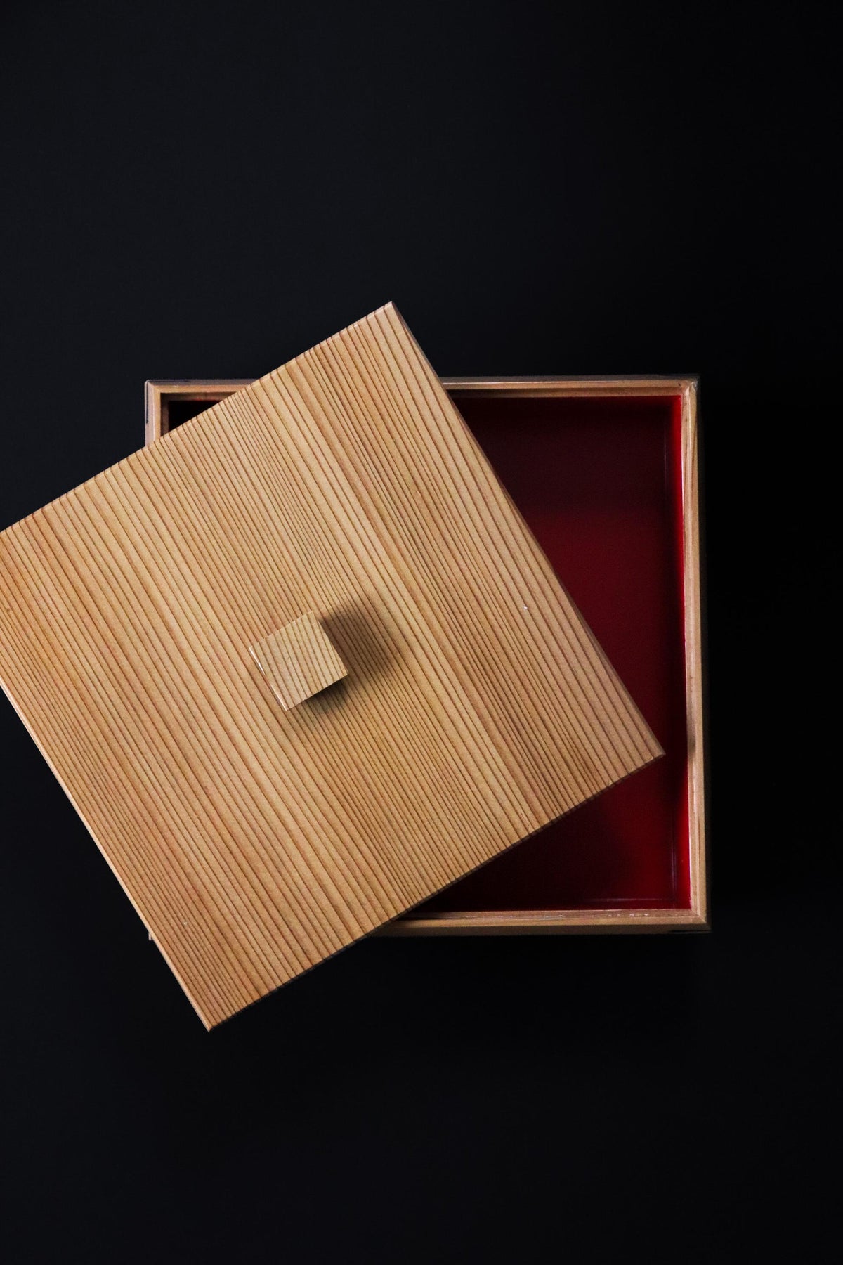 Vintage Japanese Magewappa Lidded Wood Box, Akita Traditional Craft, Square Bentwood Storage Box 20cm