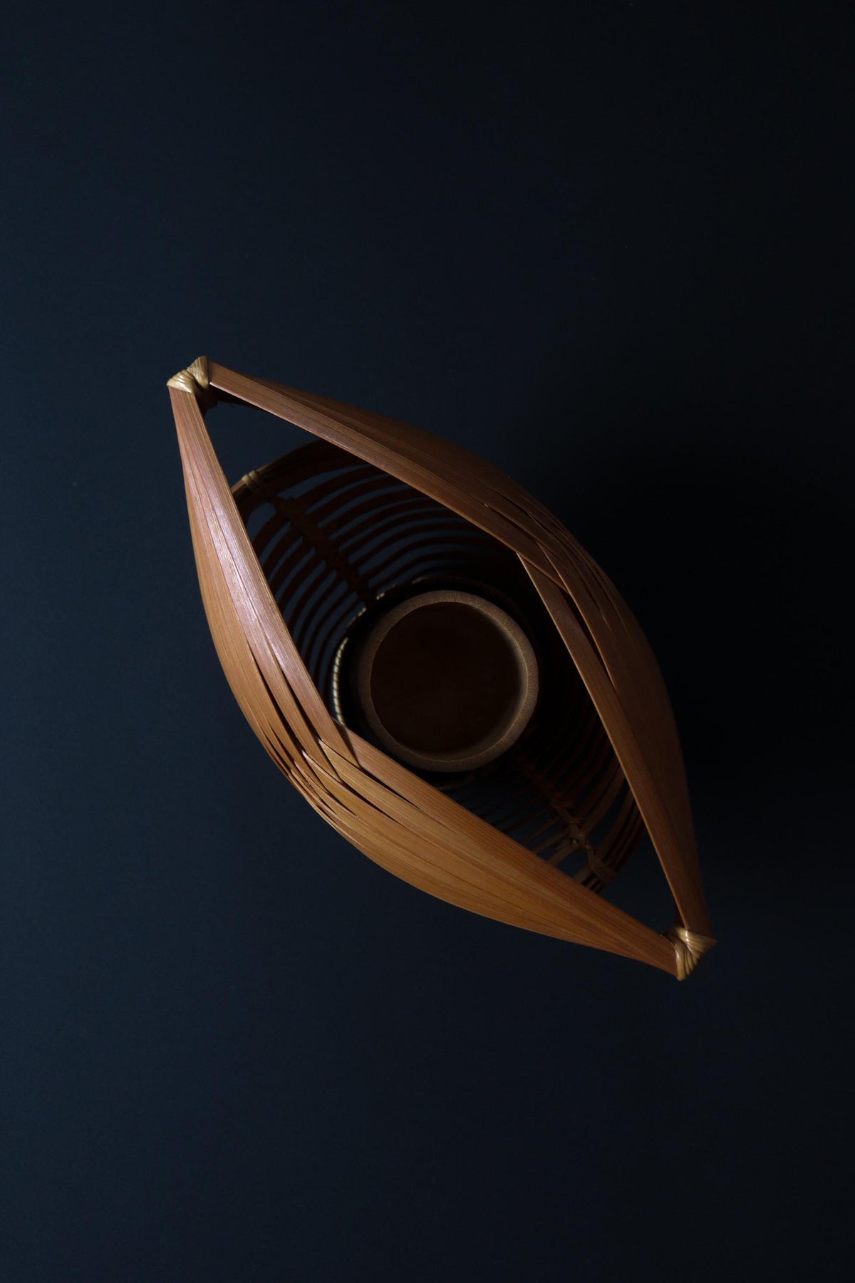 Vintage Japanese Bamboo Ikebana Basket, Sculptural Woven Flower Basket with Bamboo Insert Vase, 26cm