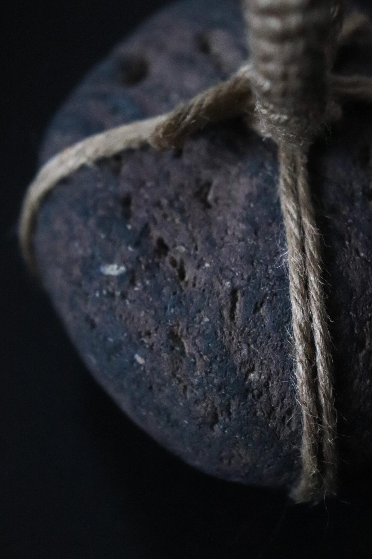 Japanese Sekimori-ishi Barrier Stone, Large Niigata Natural Stone with Hemp Cord, Wabi Sabi Sculptural Object