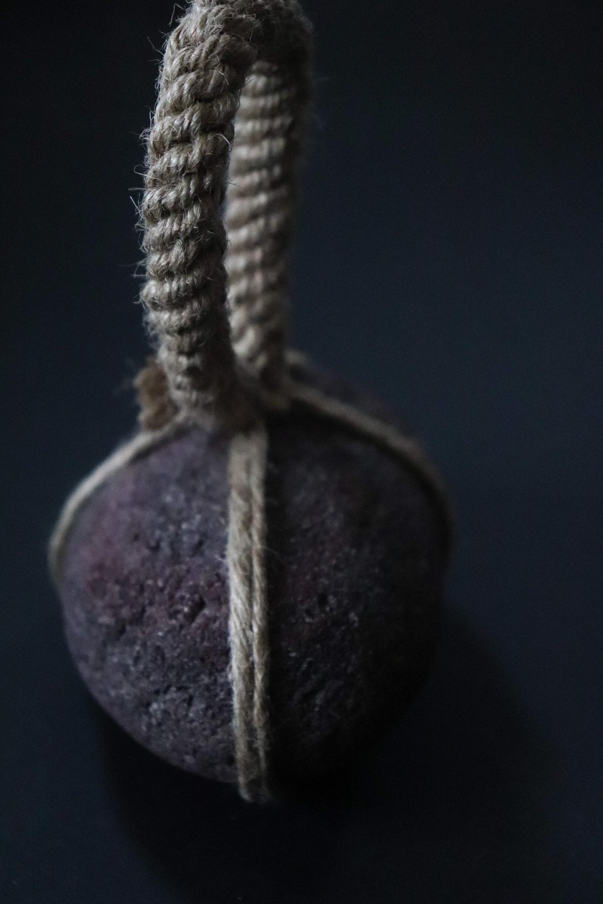 Japanese Sekimori-ishi Barrier Stone, Large Niigata Natural Stone with Hemp Cord, Wabi Sabi Sculptural Object
