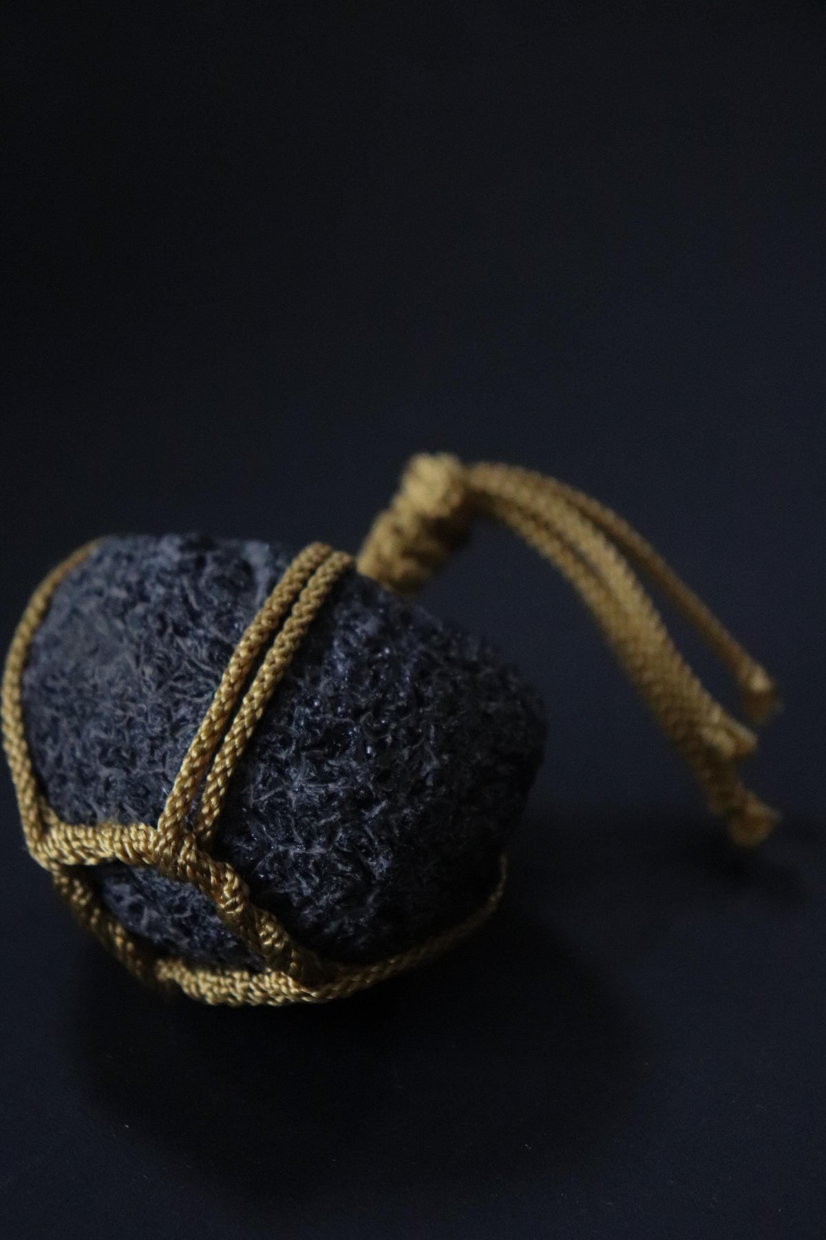 Japanese Sekimori-ishi Barrier Stone, Hokkaido Obsidian with Natural Fractured Surface, Wabi Sabi Garden Object