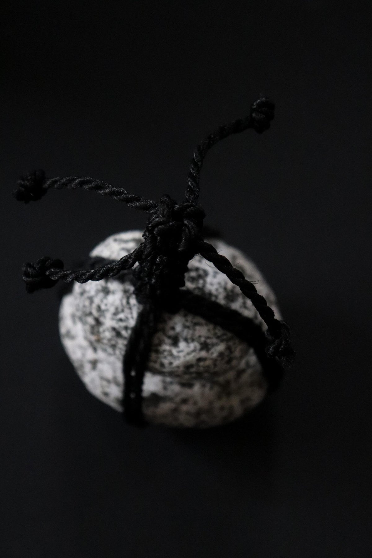 Japanese Sekimori-ishi Barrier Stone, Double Niigata Natural Stone with Black Garden Rope, Wabi Sabi Sculpture
