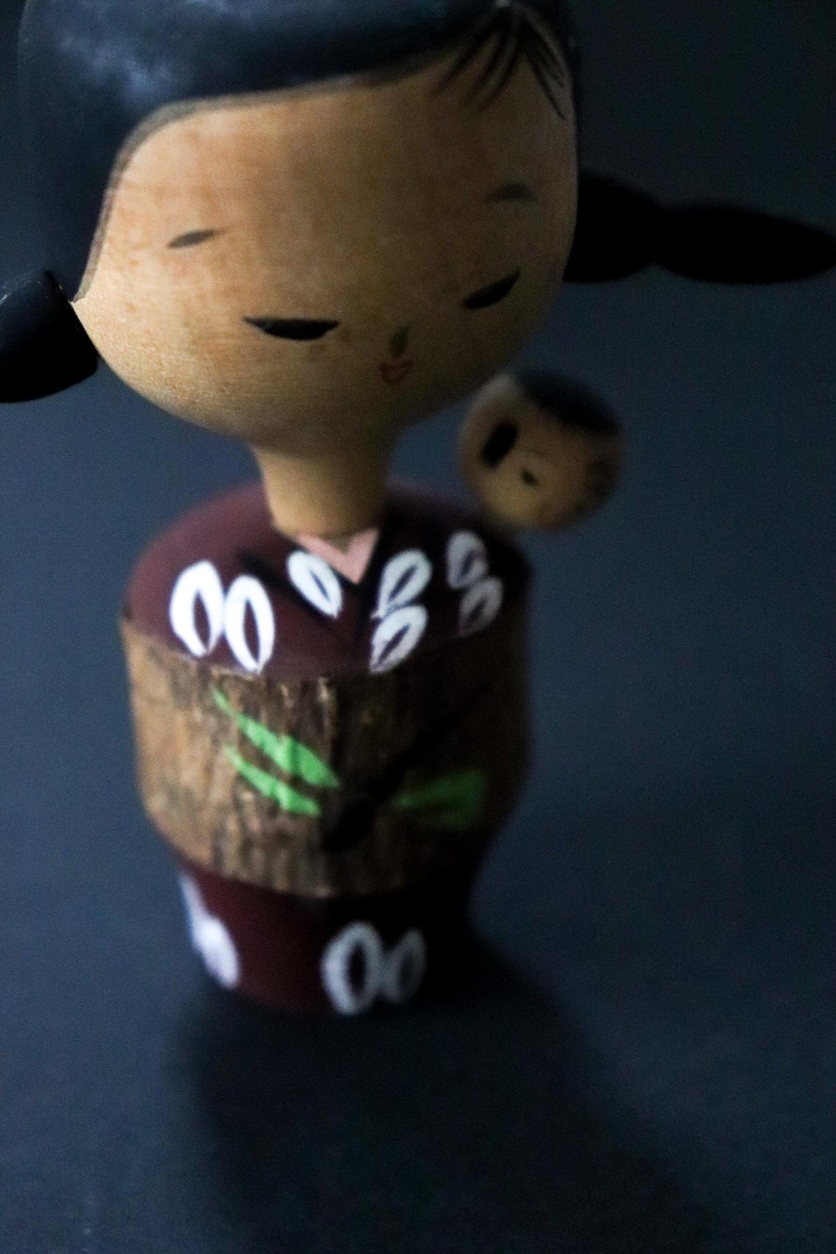 Vintage Sosaku Kokeshi by Yajima Suihou, Signed Mother & Child Japanese Wood Doll, 8.5cm