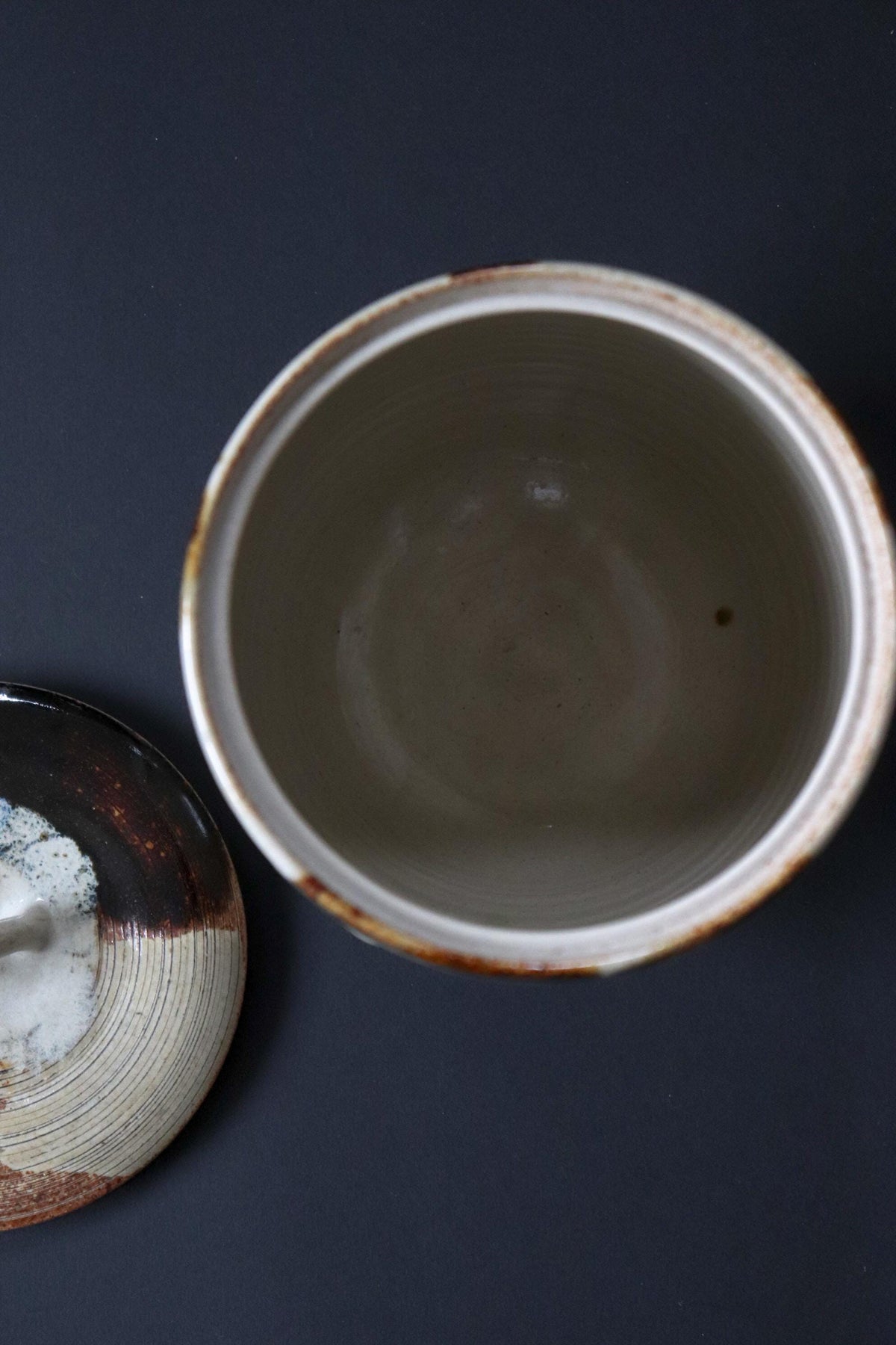 Vintage Japanese Akogi Ware Mizusashi, Tea Ceremony Water Jar, Expressive Drip Glaze Ceramic Vessel