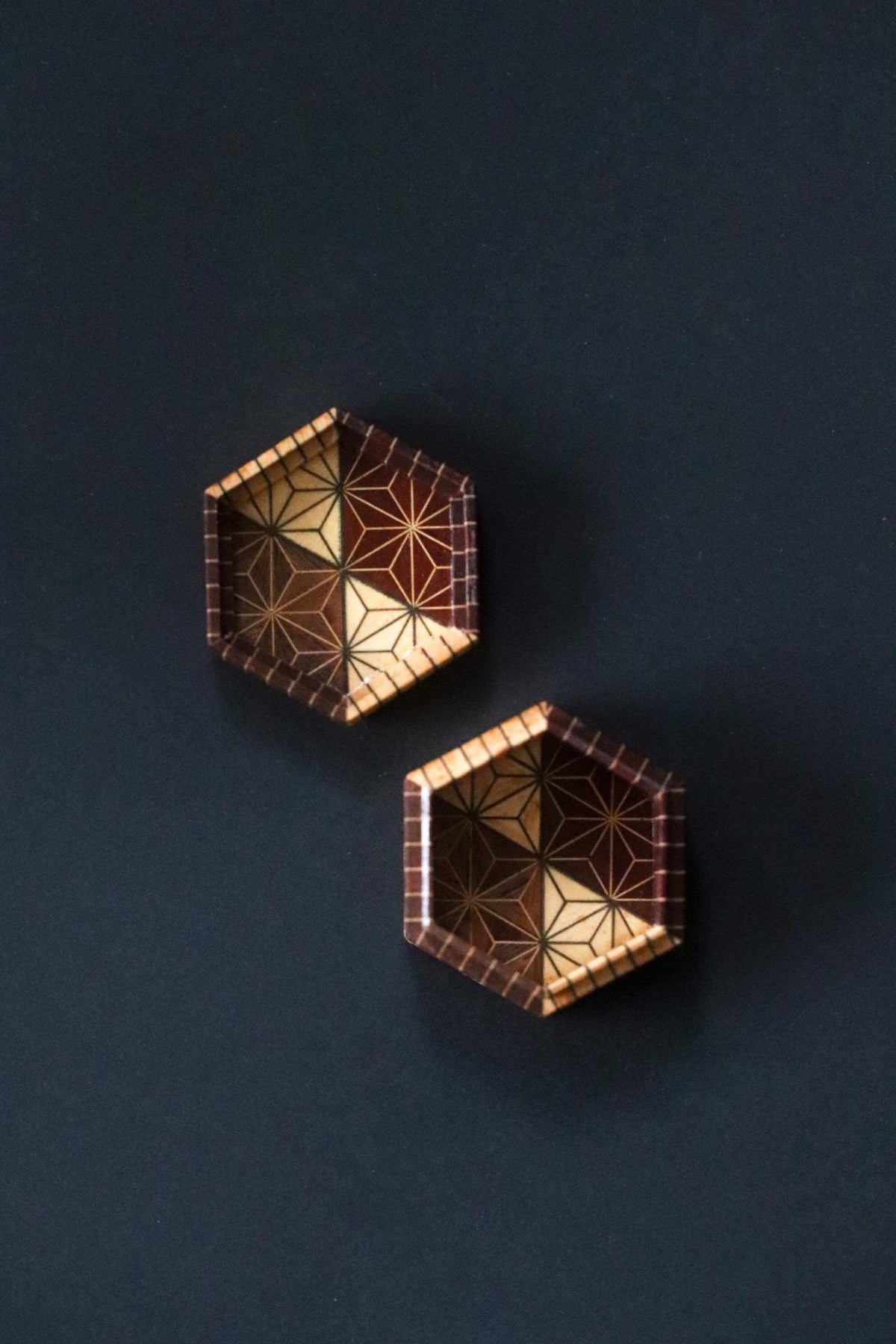 Vintage Hakone Yosegi Zaiku Kogo, Geometric Marquetry Wood Incense Container, Japanese Tea Ceremony Box
