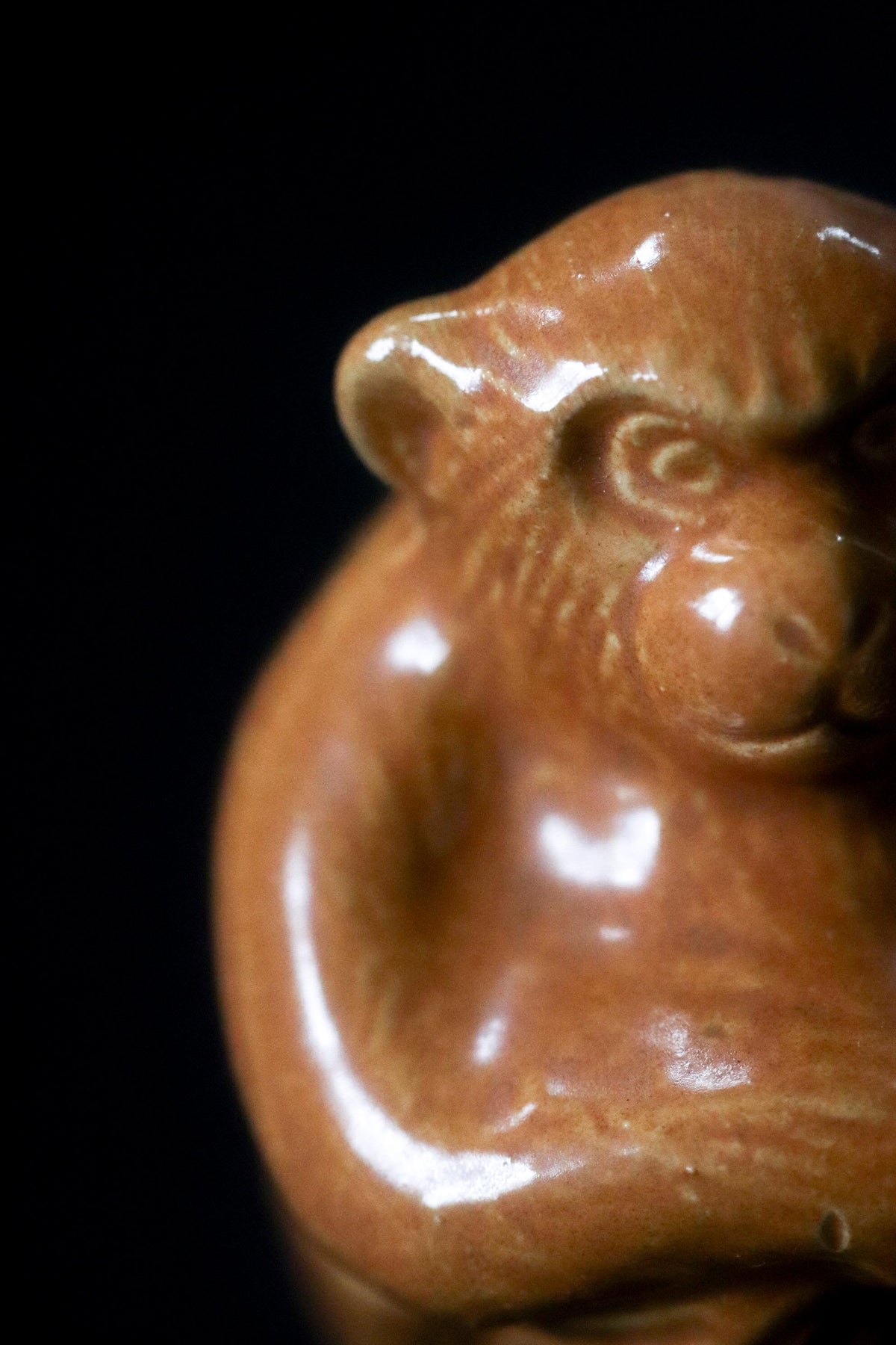 Vintage Japanese Monkey Kogo Incense Container, Ceramic Monkey Sculpture, Signed Japanese Pottery, Tea Ceremony Object