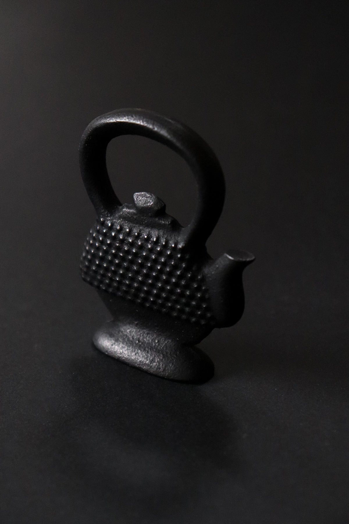 Vintage Nambu Ironware Teapot Paperweight, Japanese Cast Iron Miniature Object with Box