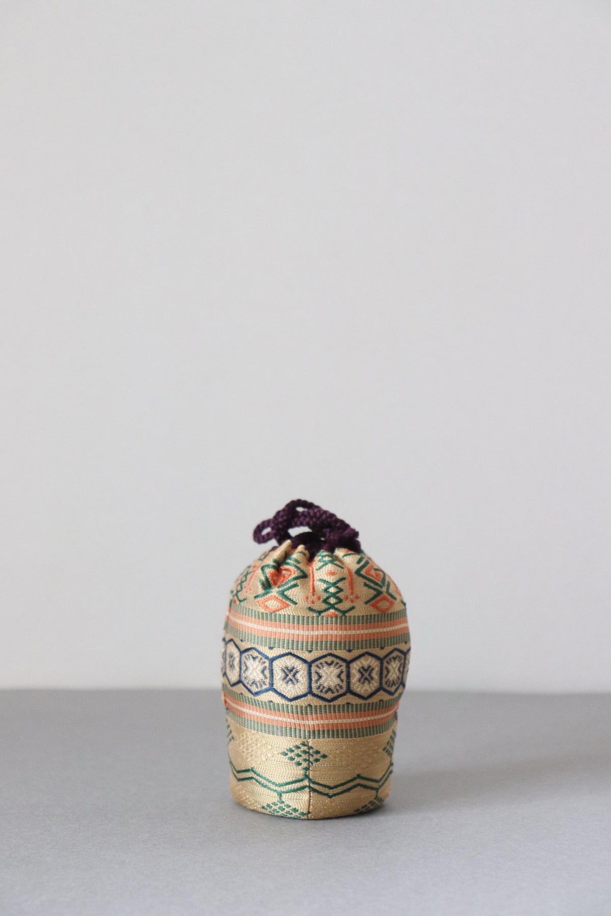 Vintage Ichino Shinsui Japanese Chaire Tea Caddy, Signed Ceramic with Shifuku Pouch, Tea Ceremony Utensil