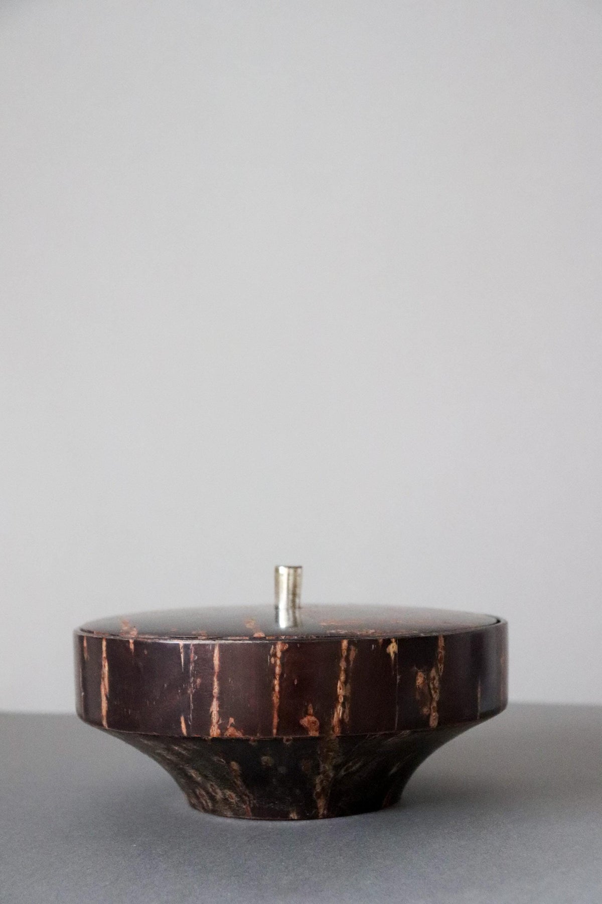 Vintage Japanese Kabazaiku Lidded Sweet Box, Akita Cherry Bark Craft, Geometric Kashi-ki 18.5cm