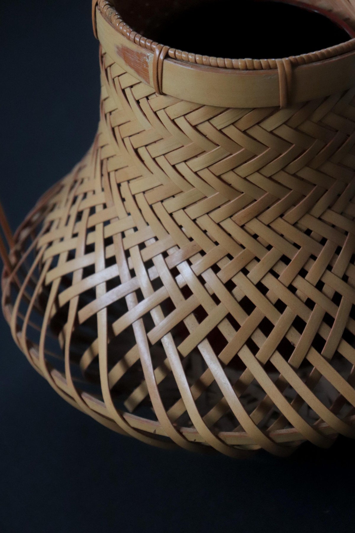 Vintage Japanese Bamboo Hanakago, Ikebana Flower Basket, Sculptural Woven Bamboo Tea Ceremony Decor