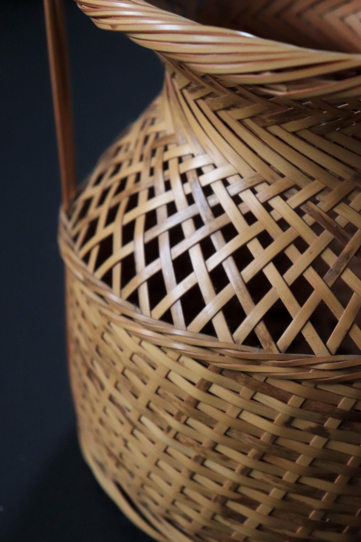 Vintage Japanese Bamboo Hanakago, Large Ikebana Flower Basket, Woven Bamboo Tea Ceremony Decor