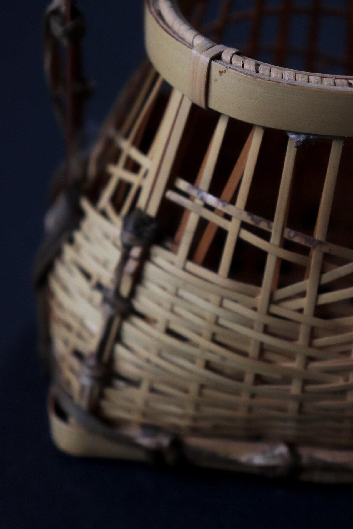 Vintage Japanese Bamboo Hanakago, Small Ikebana Flower Basket with Liner, Tea Ceremony Decor
