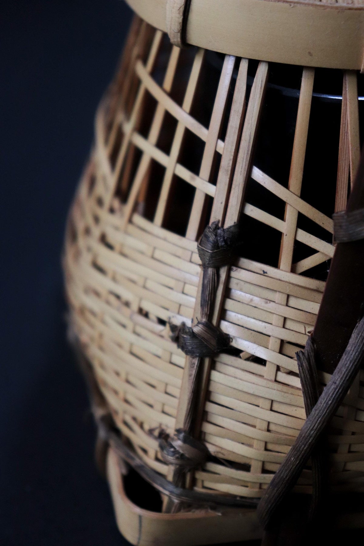 Vintage Japanese Bamboo Hanakago, Small Ikebana Flower Basket with Liner, Tea Ceremony Decor