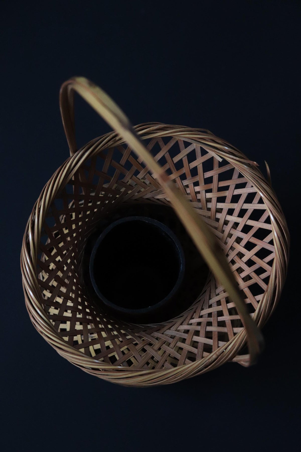 Vintage Japanese Bamboo Hanakago, Large Ikebana Flower Basket, Woven Bamboo Tea Ceremony Decor
