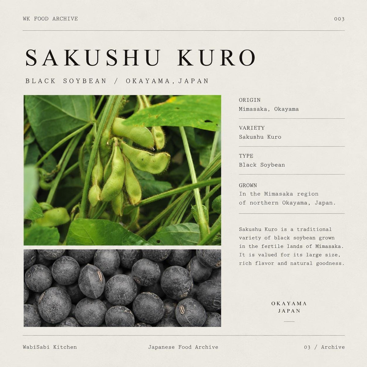 Japanese Black Soybean Tea, Sakushu Kuro Kuromame Cha, Okayama Japan, Caffeine Free Tea, 20 Pyramid Tea Bags