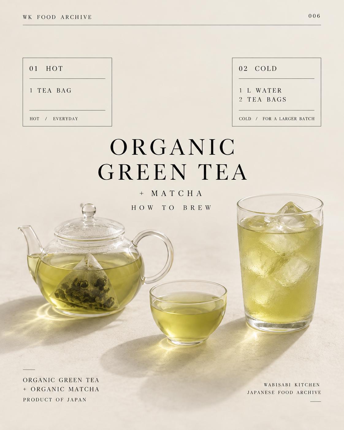 Organic Japanese Green Tea with Matcha, Kyoto Tea, JAS Organic Sencha, 25 Biodegradable Tea Bags, Made in Japan