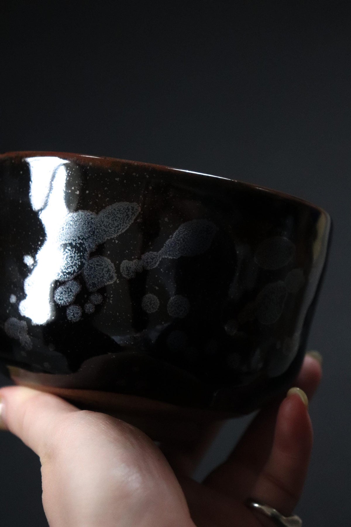 Japanese Matcha Bowl, Silver Tenmoku Chawan, Arita Ware Tea Bowl, Handmade Black Ceramic Pottery, Made in Japan