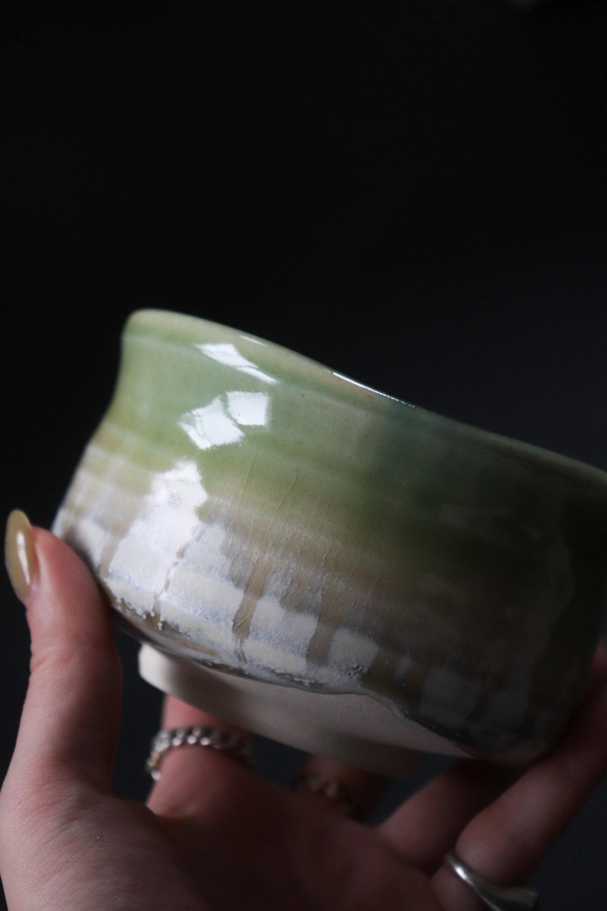 Japanese Matcha Bowl, Green Mino Ware Chawan, Nodate Tea Bowl, Handmade Ceramic Matcha Bowl, Made in Japan