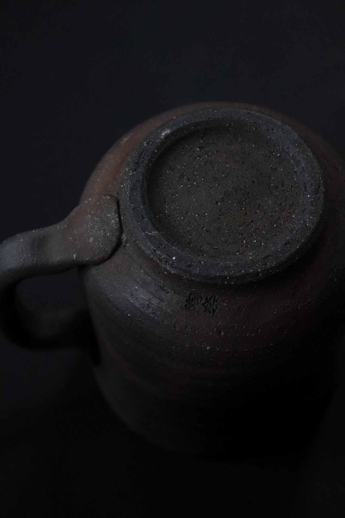 Japanese Shigaraki Ware Mug, Charcoal Ceramic Coffee Cup, Hetchimon Pottery, Handmade Mug, Yakishime Stoneware, Made in Japan