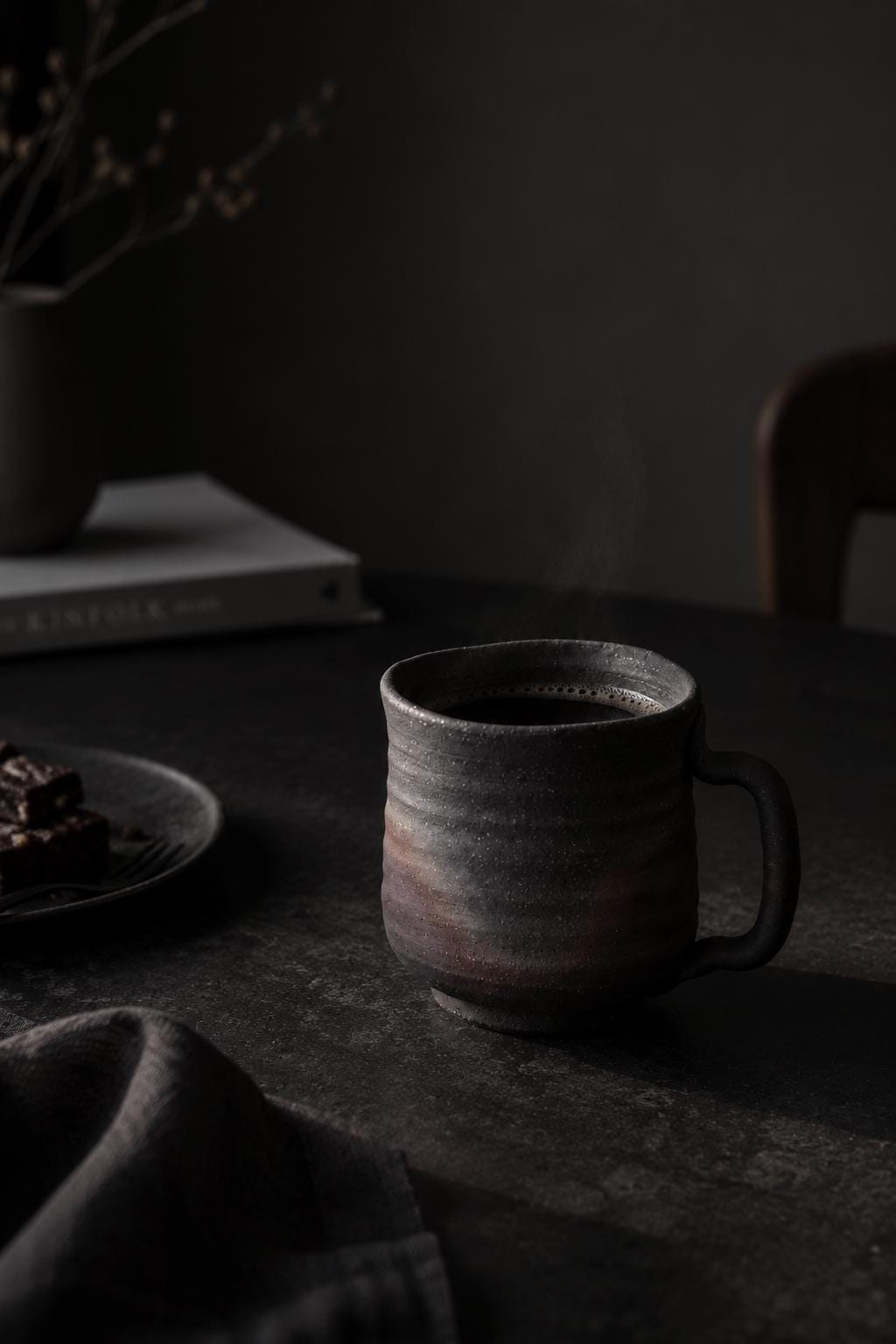Japanese Shigaraki Ware Mug, Charcoal Ceramic Coffee Cup, Hetchimon Pottery, Handmade Mug, Yakishime Stoneware, Made in Japan