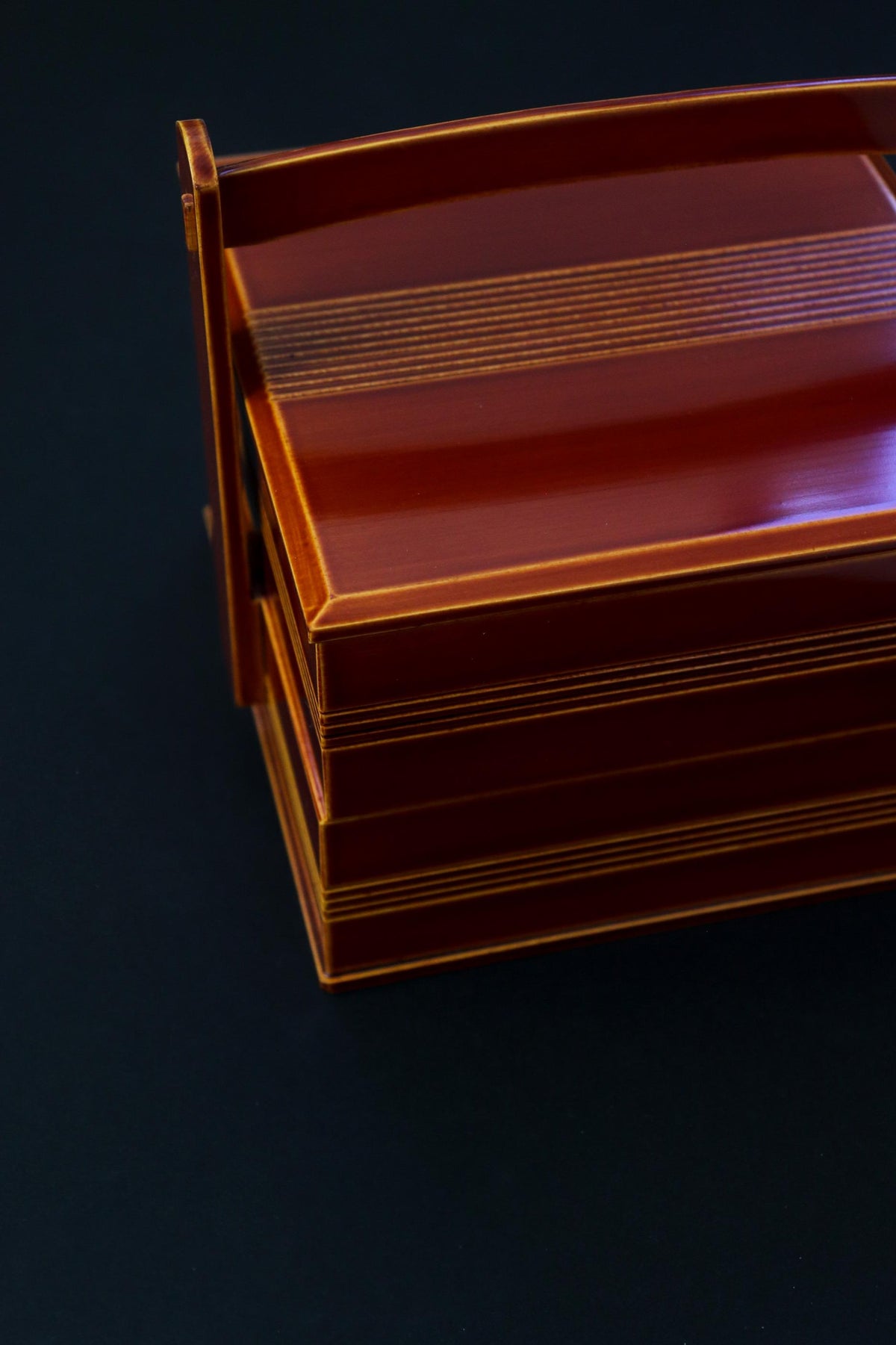 Unused Vintage Hida Shunkei Lacquerware 2-Tier Wagashi Box, Japanese Tea Ceremony Sweet Container, Takayama