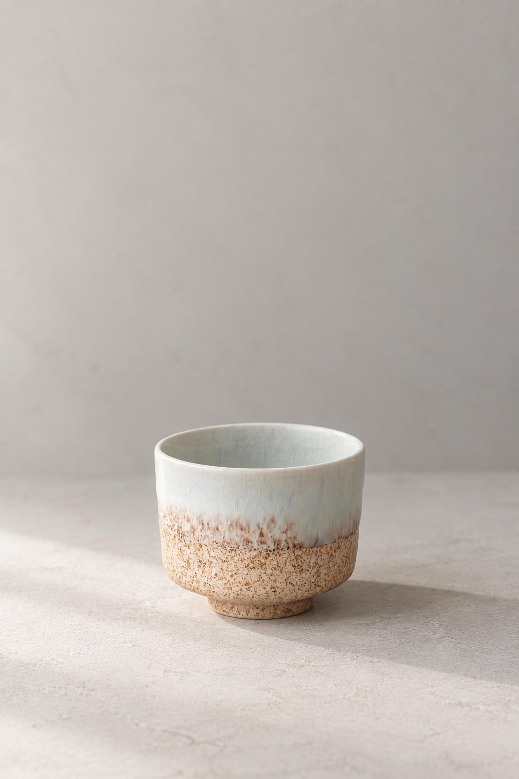 Japanese Mini Matcha Bowl, Celadon Two-Tone Glaze Chawan, Small Porcelain Tea Bowl, Made in Japan, Gift Box Included