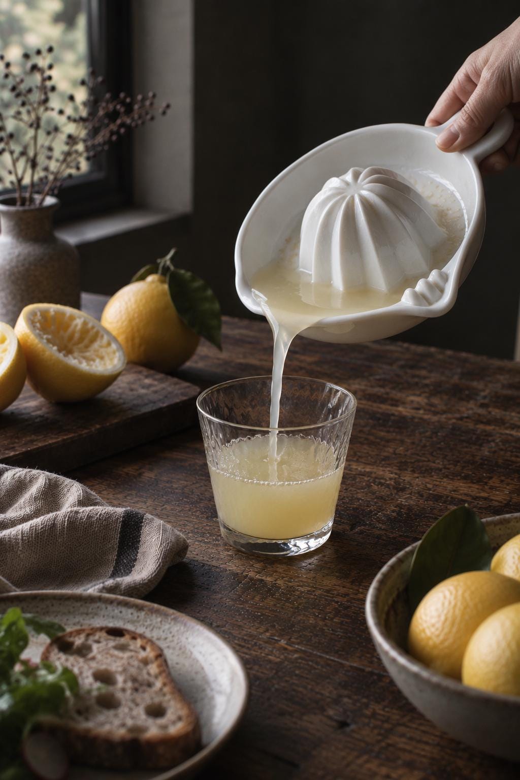 Japanese Ceramic Citrus Juicer, Mino Ware Lemon Squeezer, Grapefruit Juicer with Handle, Handmade White Pottery, Made in Japan