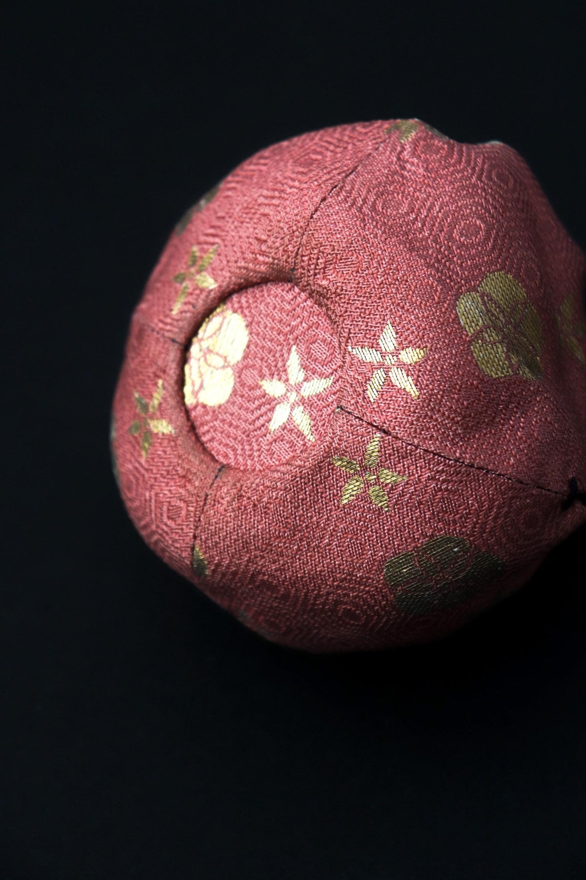 Vintage Japanese Silk Shifuku Pouch, Pink Round Pattern Tea Bowl Bag, Traditional Tea Ceremony Textile, Drawstring Cover