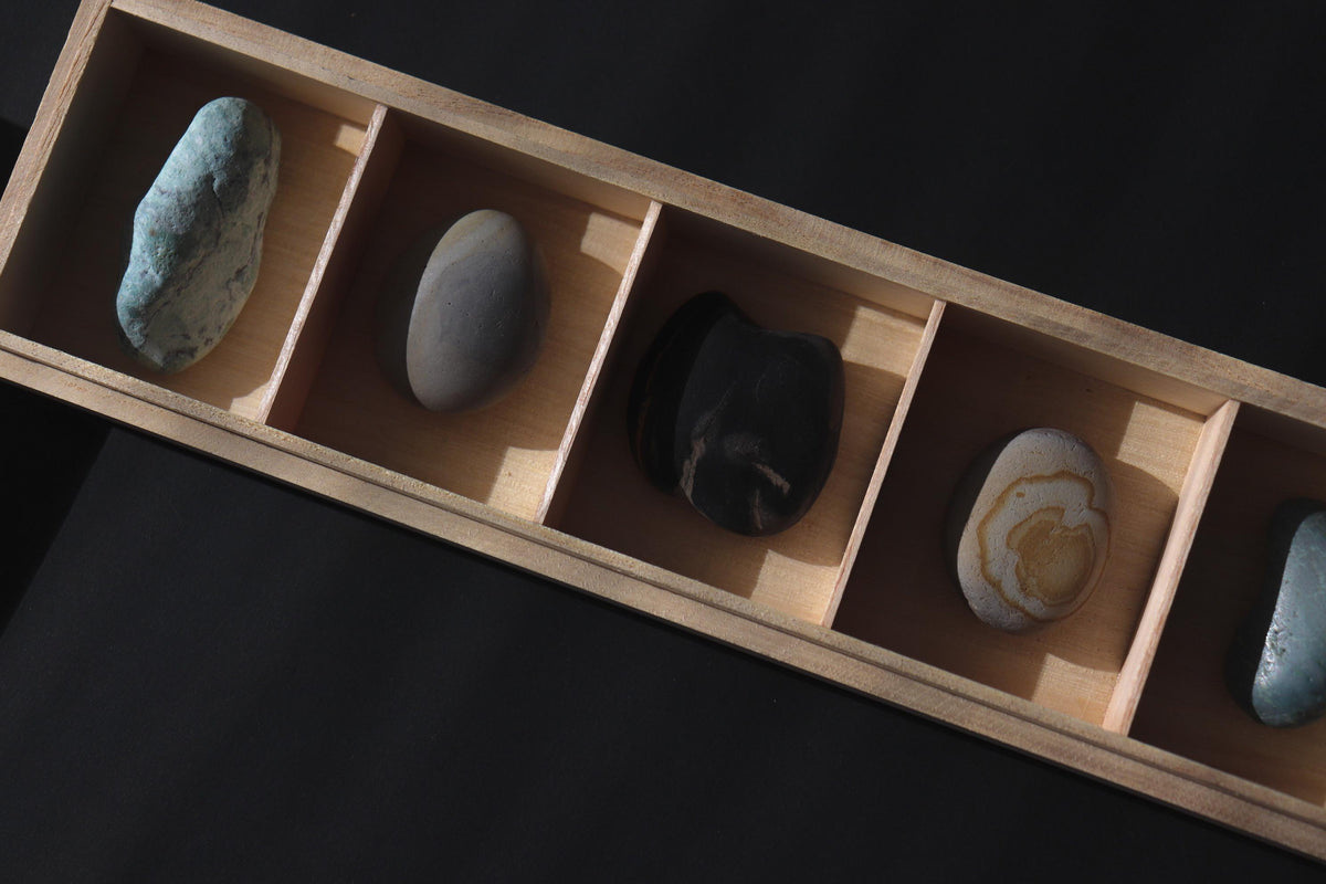 Silent Fragments — AFTER SUMMER (Box VI) | Japanese Stone Art & Large Tsugaru Stones | Set of 5 Hand-Selected Natural Stones