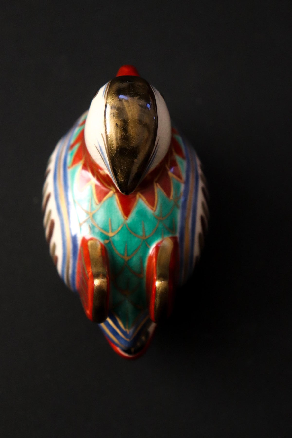 Japanese Mandarin Duck Kogo Incense Box, Omuro Kiln Style, Colorful Ceramic Bird Sculpture, Tea Ceremony Art
