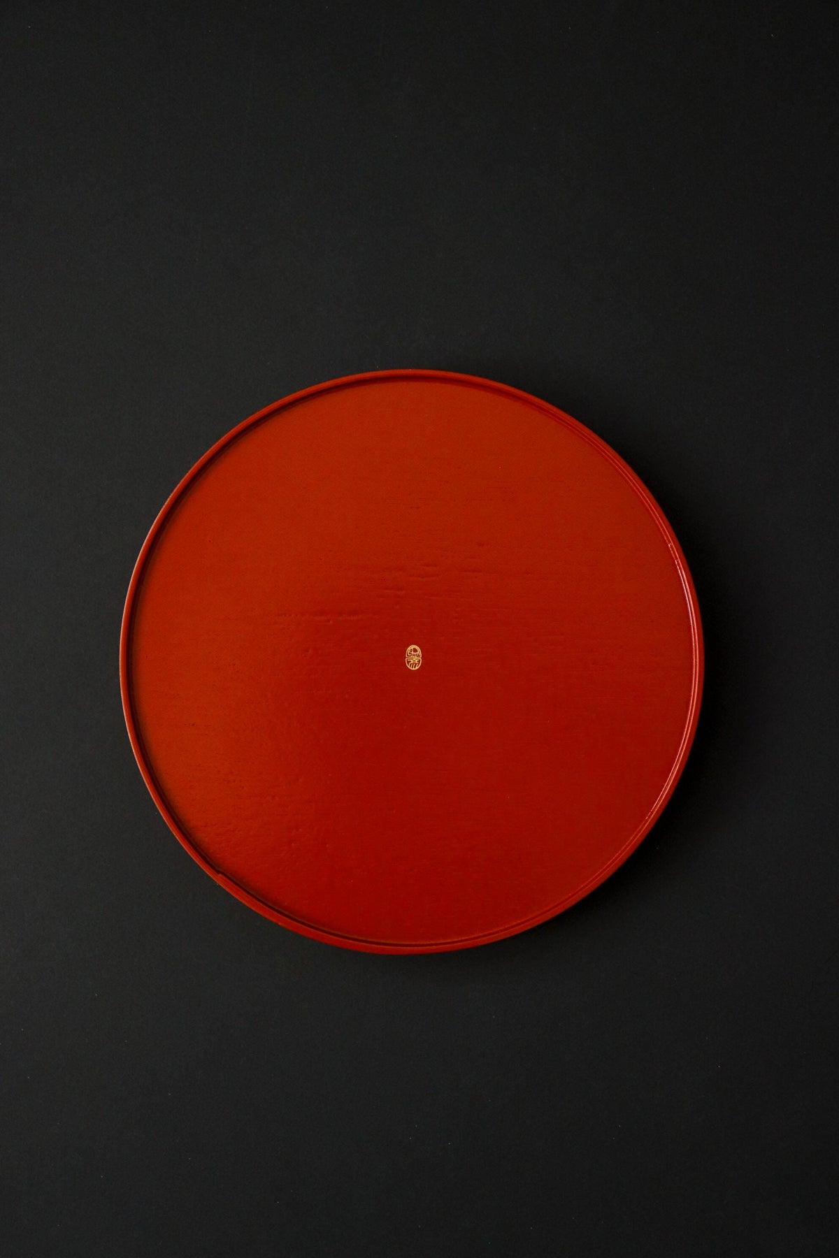 Vintage Zohiko Kyoto Japanese Lacquer Tray, 21cm Red Urushi Round Serving Tray, Gold Deer Motif, Unused