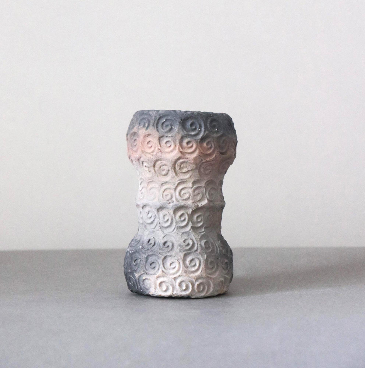 Vintage Jinnai Sakata Japanese Ceramic Sculpture, Mashiko Pottery Object, Spiral Pattern, Wabi Sabi Art