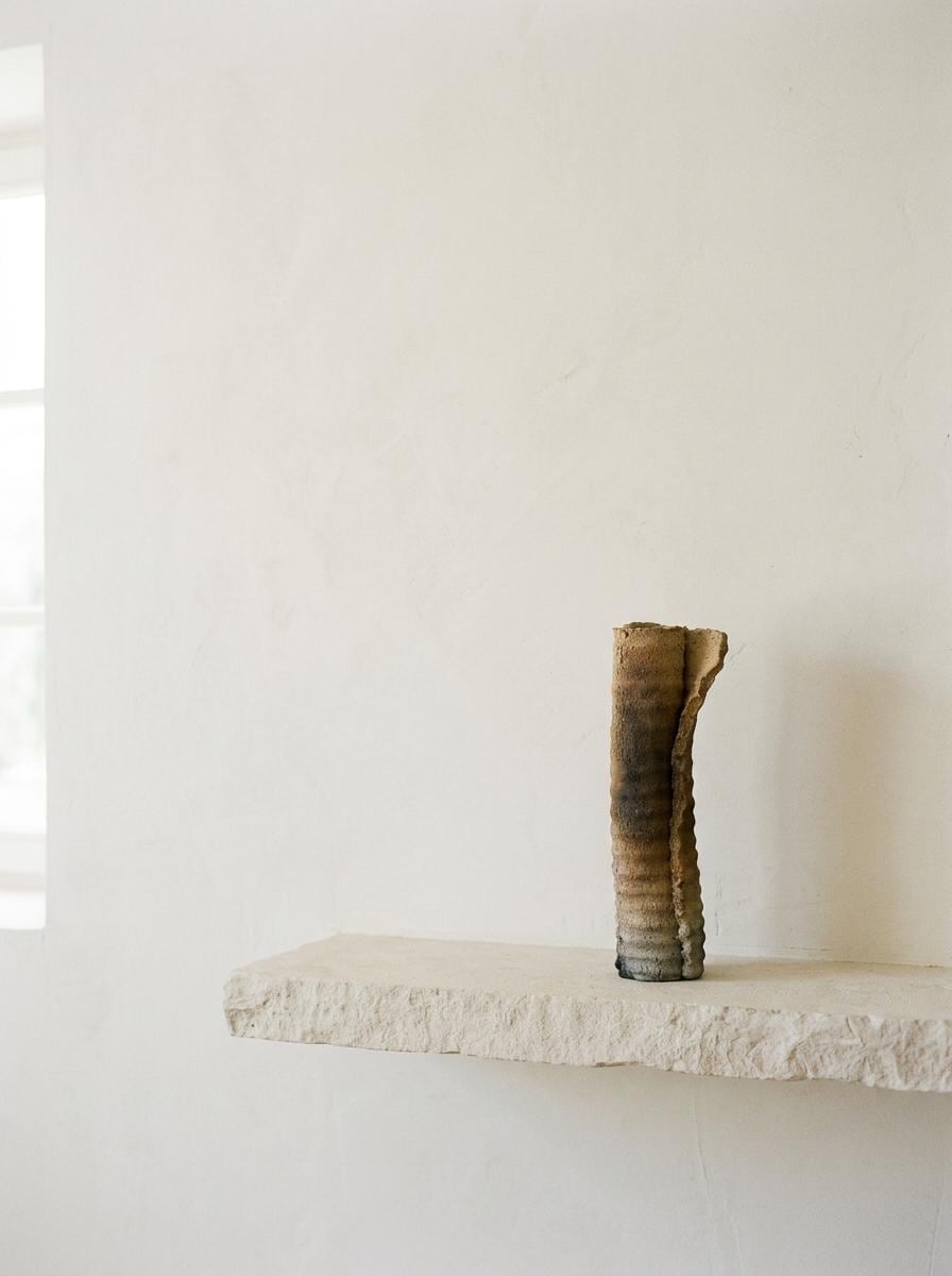 Vintage Jinnai Sakata Japanese Ceramic Vase, Tall Sculptural Pottery Vessel, Rustic Mashiko Stoneware Flower Vase