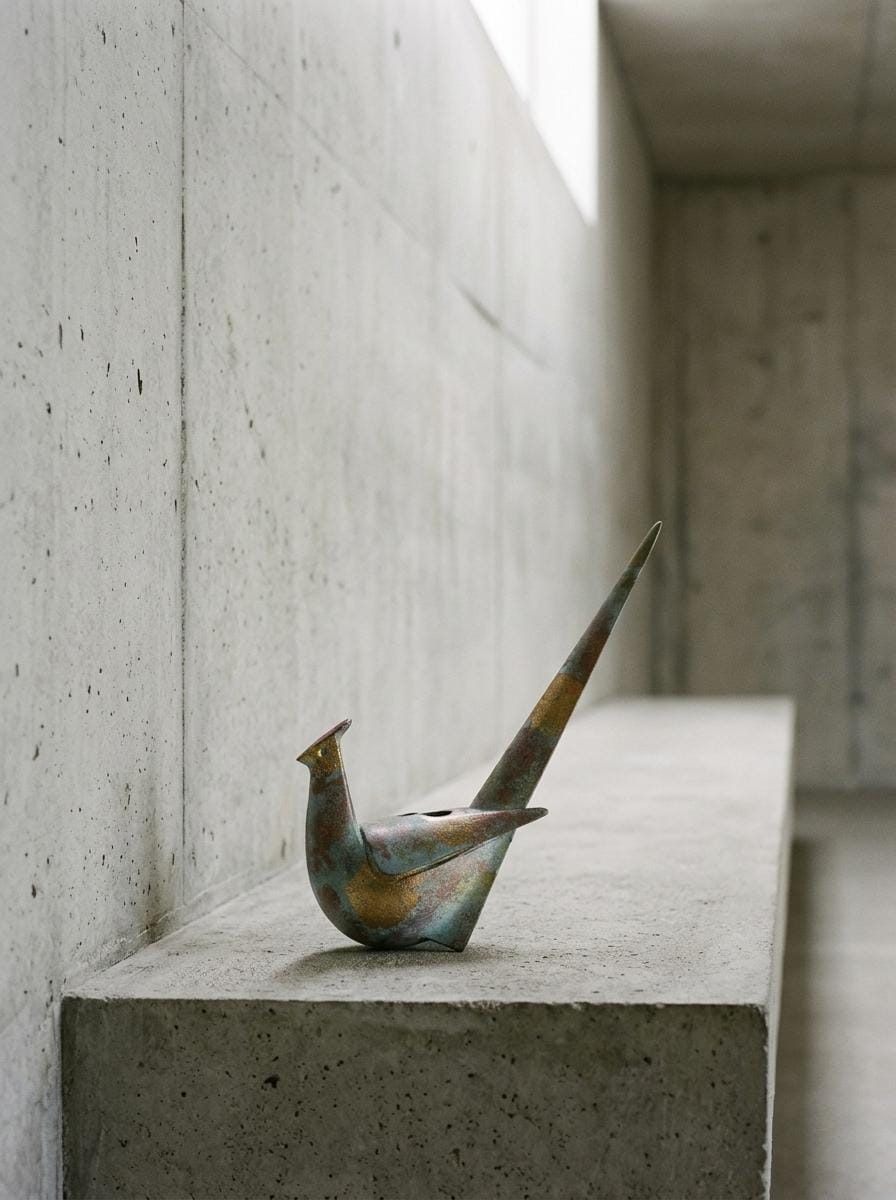 Vintage Sotaro Saegusa Japanese Cast Iron Pheasant Incense Burner, Sculptural Bird Koro, Takaoka Metal Art