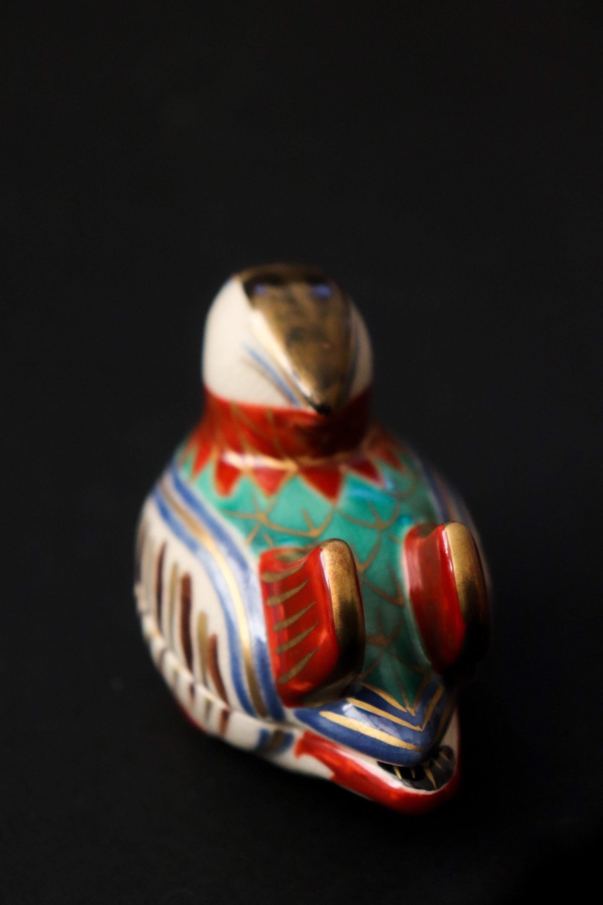 Japanese Mandarin Duck Kogo Incense Box, Omuro Kiln Style, Colorful Ceramic Bird Sculpture, Tea Ceremony Art