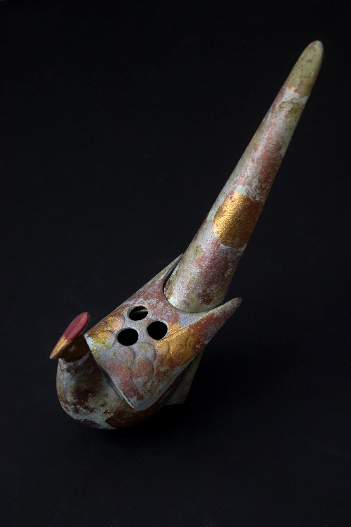 Vintage Sotaro Saegusa Japanese Cast Iron Pheasant Incense Burner, Sculptural Bird Koro, Takaoka Metal Art