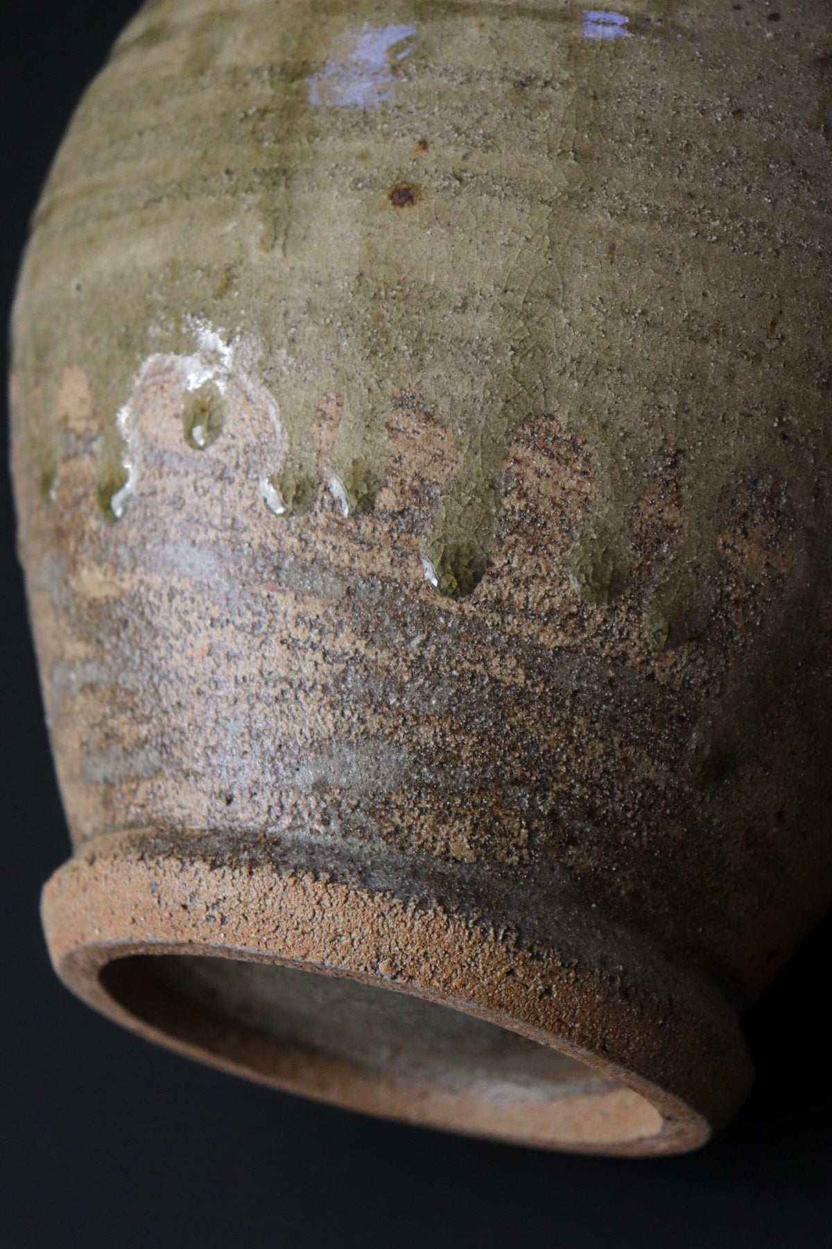 Japanese Vintage Ceramic Vase, Double Handle Pottery Vessel, Rustic Glazed Flower Vase, Wabi Sabi Decor