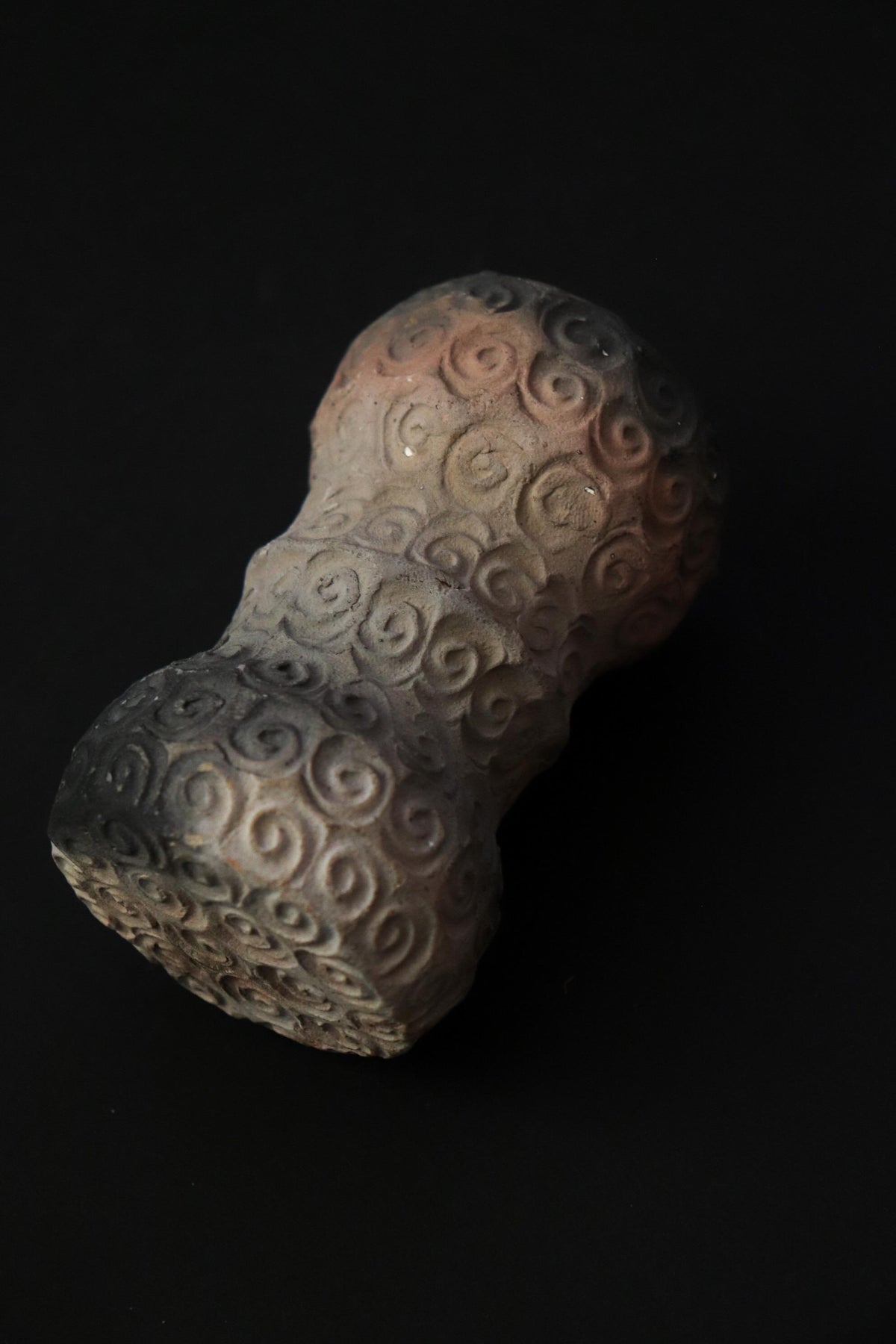 Vintage Jinnai Sakata Japanese Ceramic Sculpture, Mashiko Pottery Object, Spiral Pattern, Wabi Sabi Art