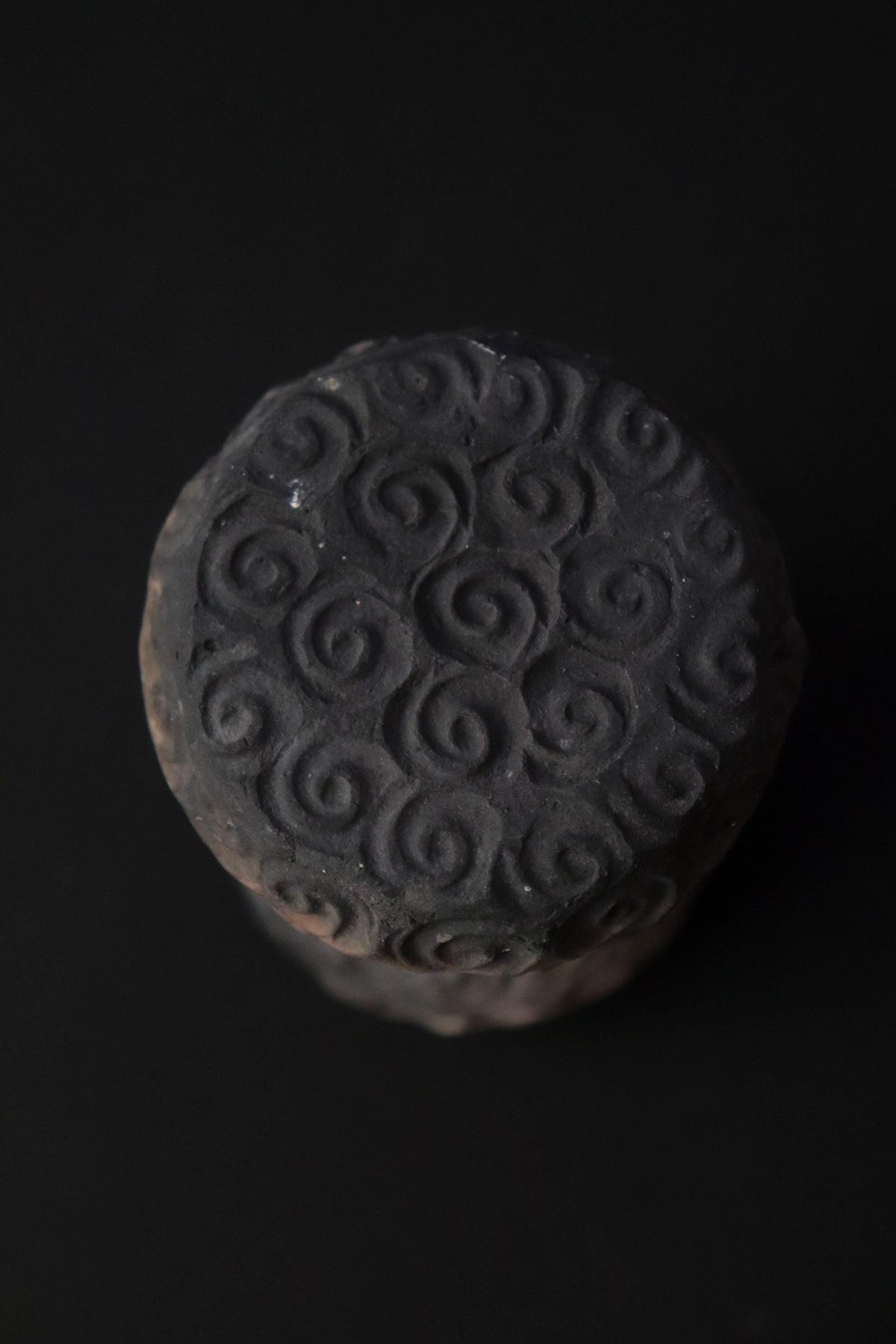 Vintage Jinnai Sakata Japanese Ceramic Sculpture, Mashiko Pottery Object, Spiral Pattern, Wabi Sabi Art