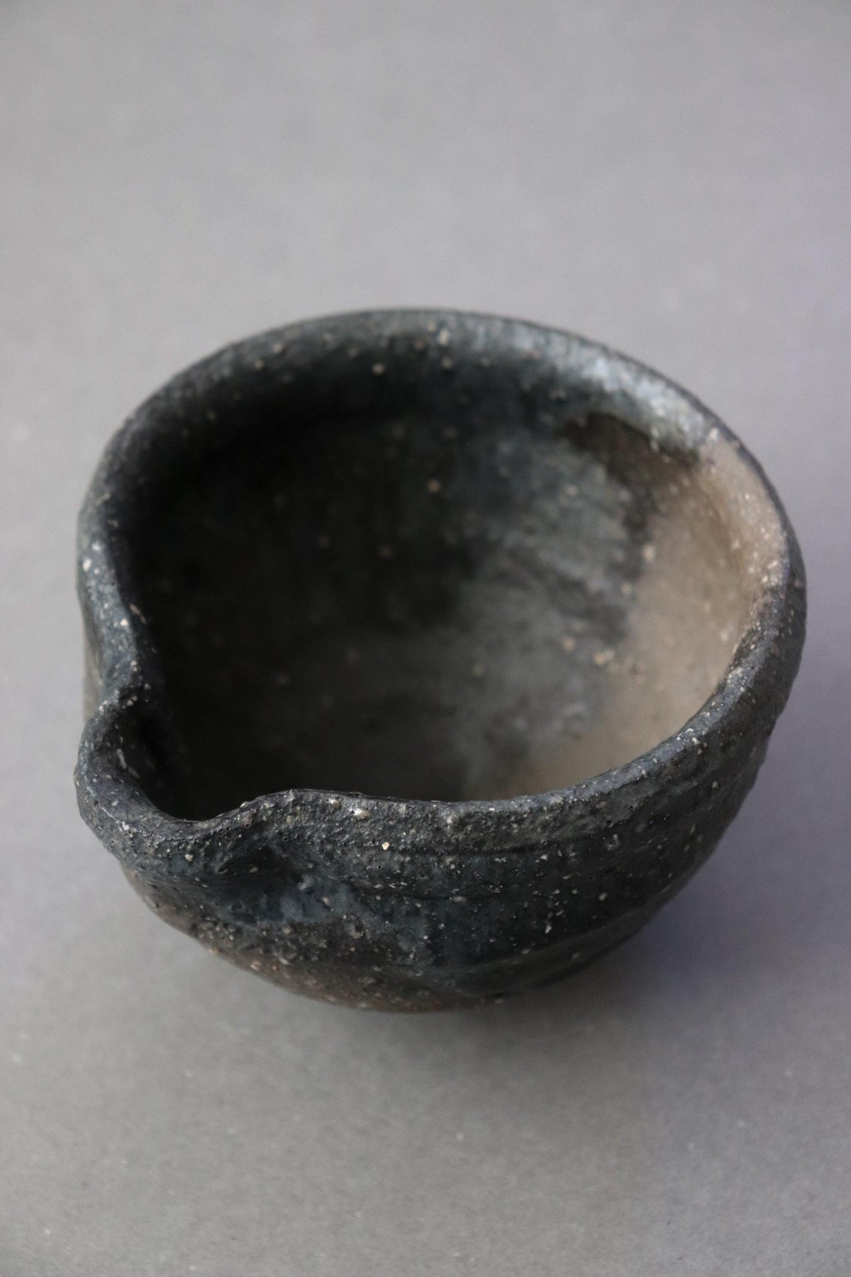 Vintage Jinnai Sakata Japanese Black Ceramic Bowl, Mashiko Pottery, Sculptural Stoneware Vessel, Wabi Sabi Art
