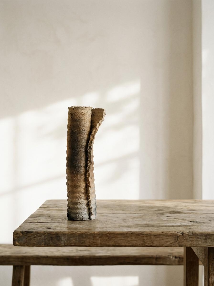 Vintage Jinnai Sakata Japanese Ceramic Vase, Tall Sculptural Pottery Vessel, Rustic Mashiko Stoneware Flower Vase
