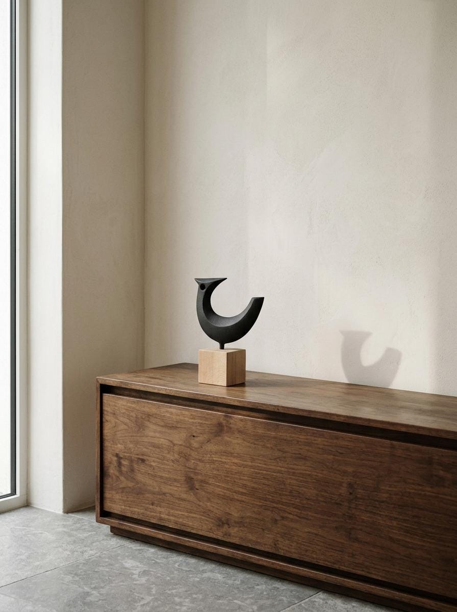 Kamasada Cast Iron Pheasant Sculpture, Shotaro Miya Japanese Nambu Ironware, Minimalist Bird Art Object