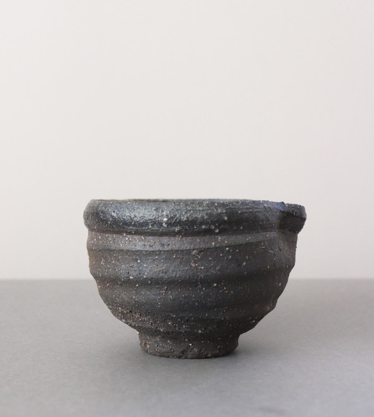 Vintage Jinnai Sakata Japanese Black Ceramic Bowl, Mashiko Pottery, Sculptural Stoneware Vessel, Wabi Sabi Art